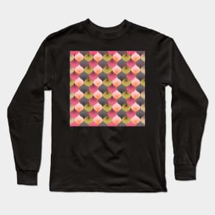 Hologram pattern in pink, lime green and grey Long Sleeve T-Shirt